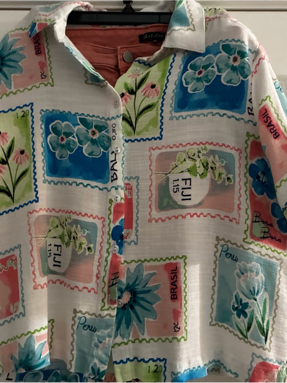 Jane and Delancey Floral Stamp Print Paired  With Dear John Shorts